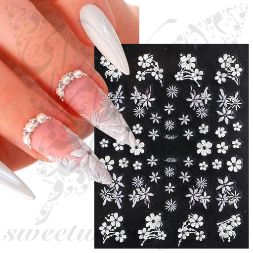 Purple 5D Flower Nail Art Stickers