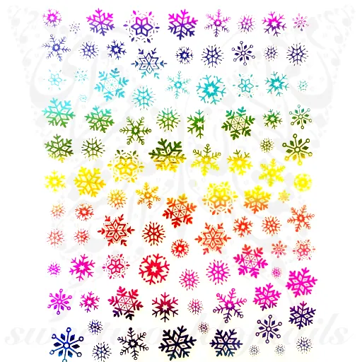 Rainbow Snowflakes Christmas Nail art Stickers