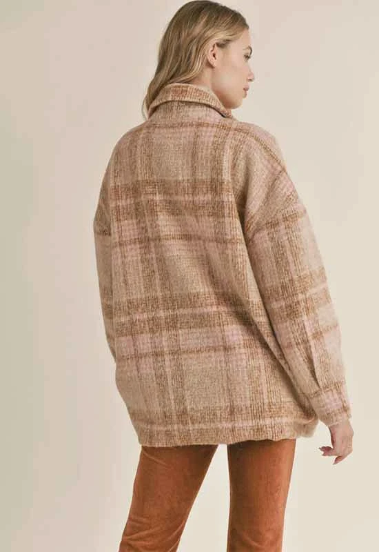 Sadie & Sage - Lucy Vintage Plaid Coat Camel Pink