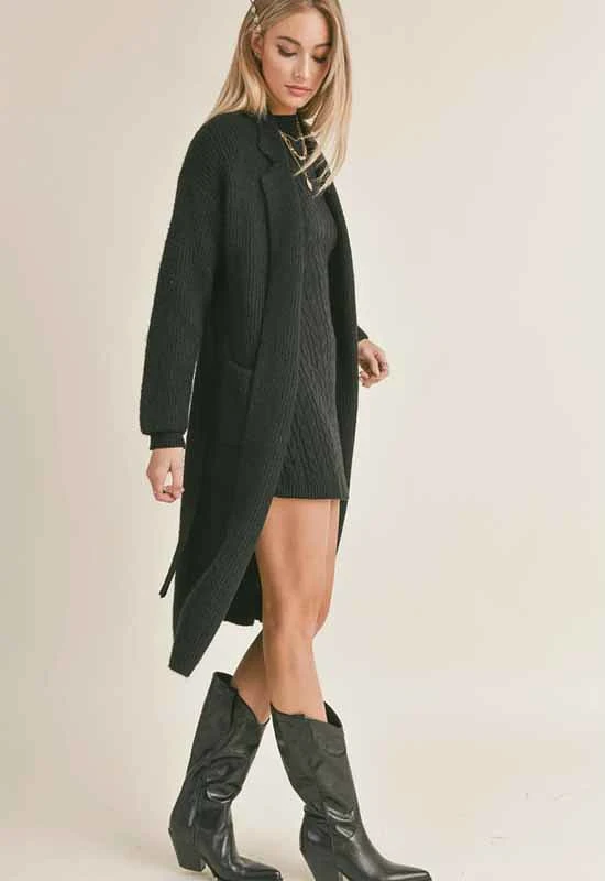 Sage The Label - Krissy Belted Sweater Duster Black