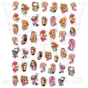 Skull Girls Nail Art Stickers