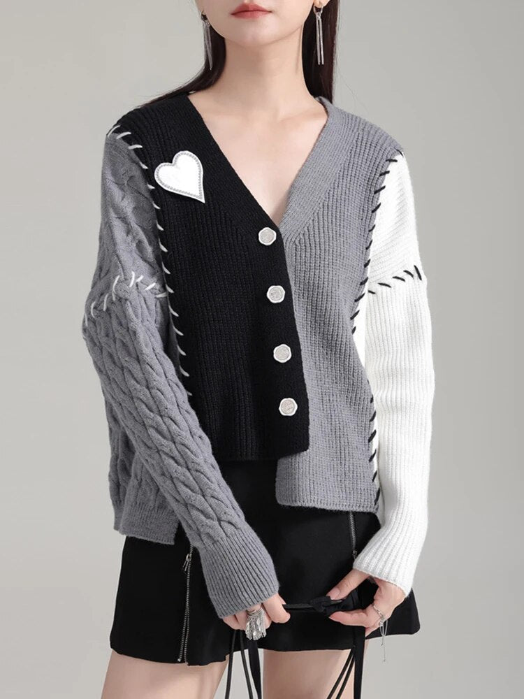 Statsa Knit Patchwork Sweater