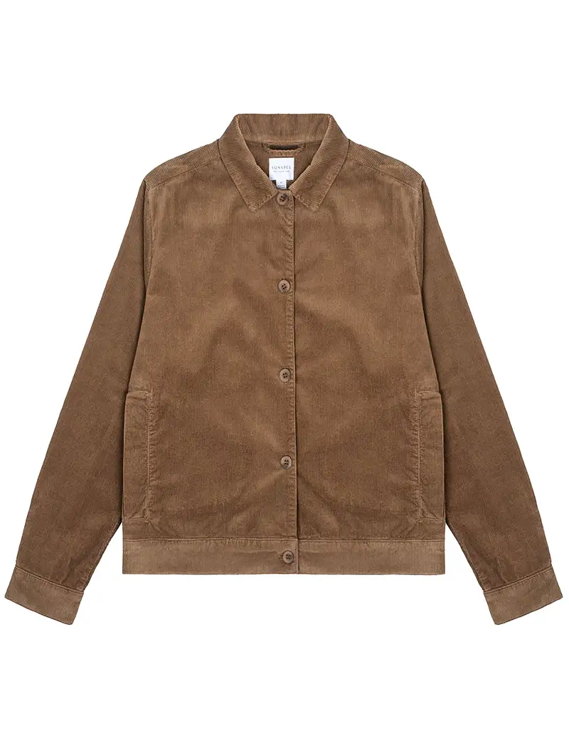 Sunspel Womens Corduroy Boxy Jacket Dark Camel