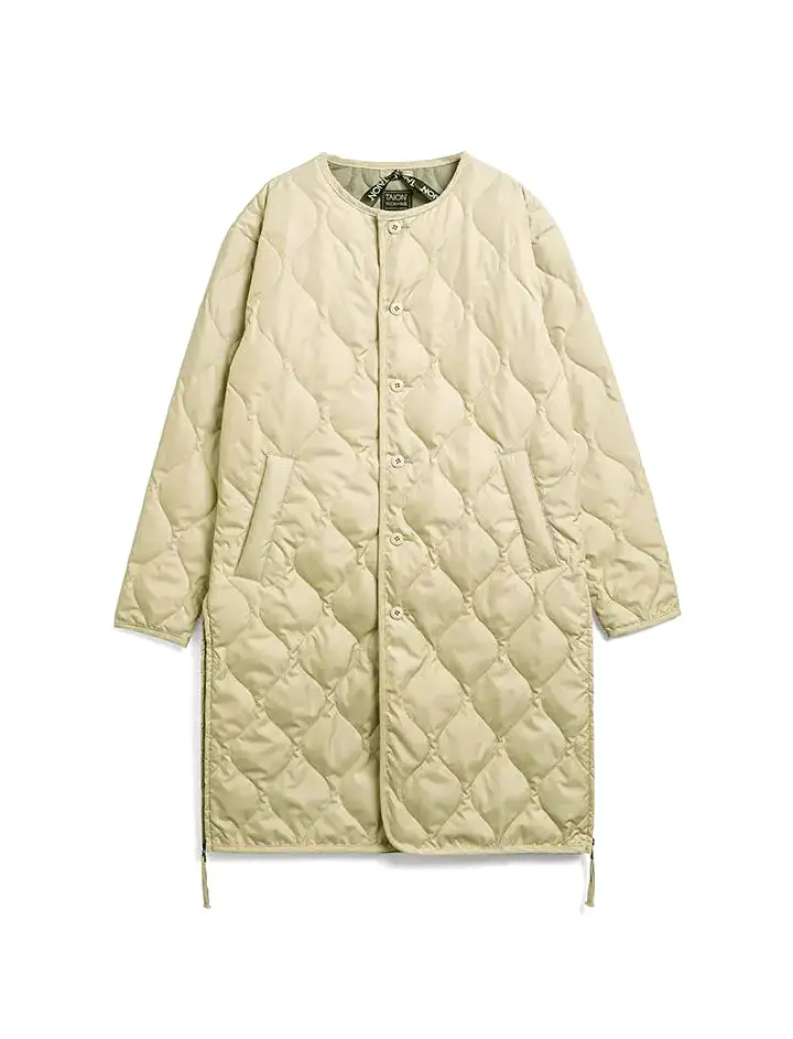 Taion Military Crew Neck Down Coat Cream