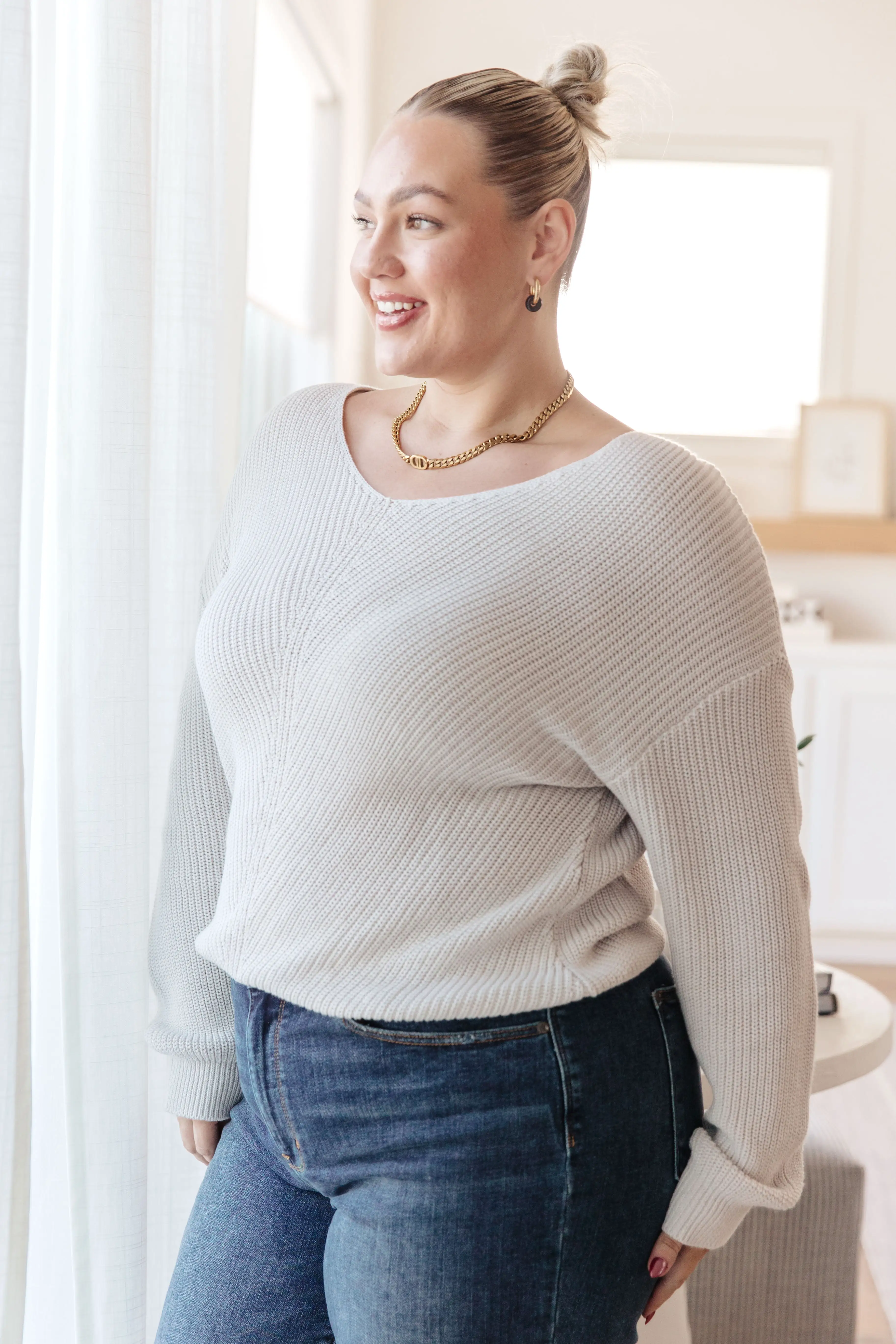 Told You So Ribbed Knit V Neck Sweater