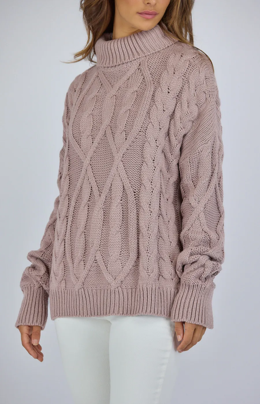 Turtleneck Cable Knit Sweater (AKN828)