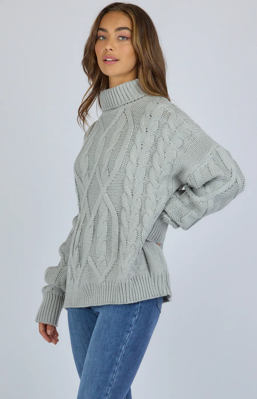 Turtleneck Cable Knit Sweater (AKN828)