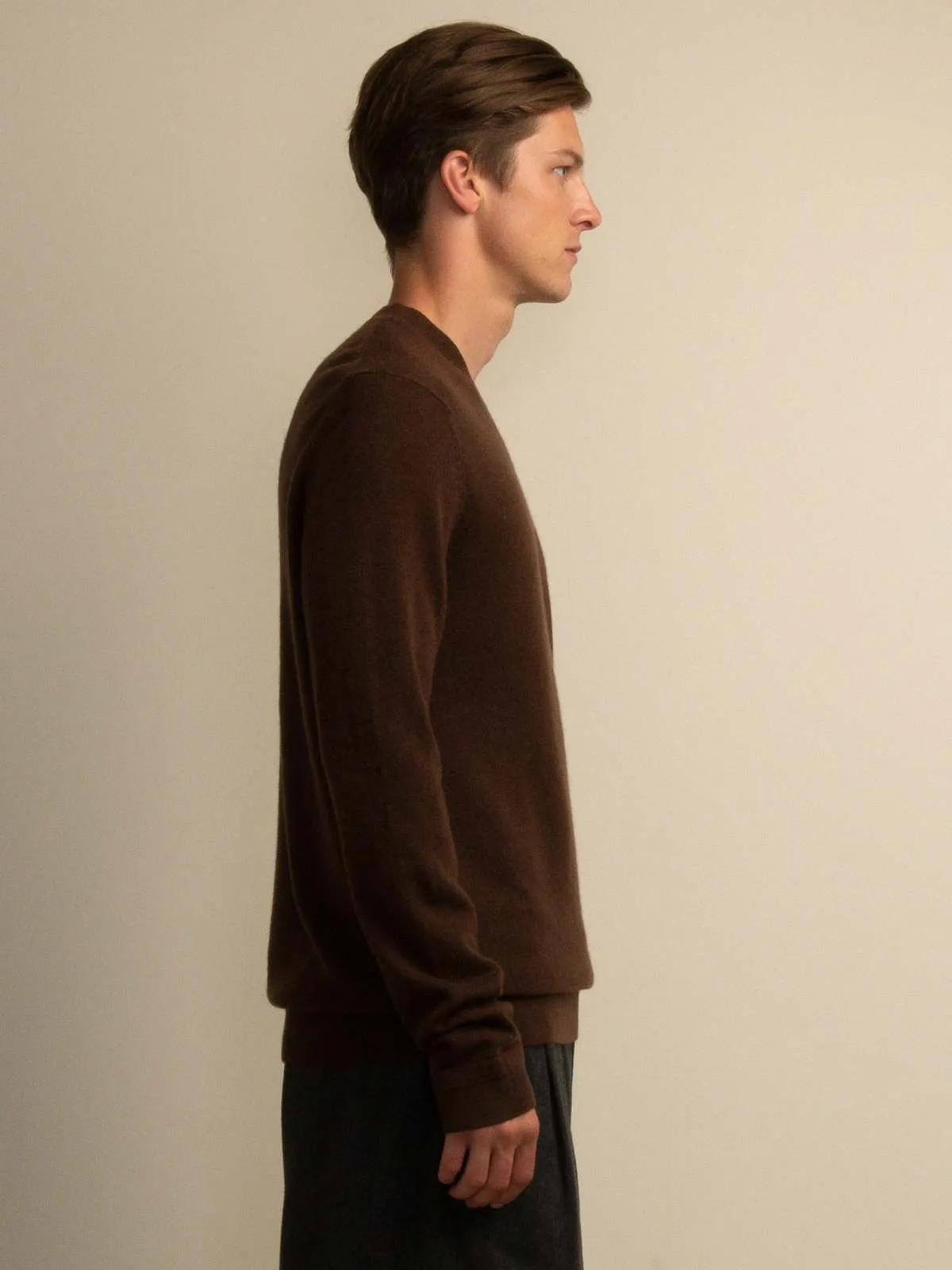 V Neck Sweater - Brown