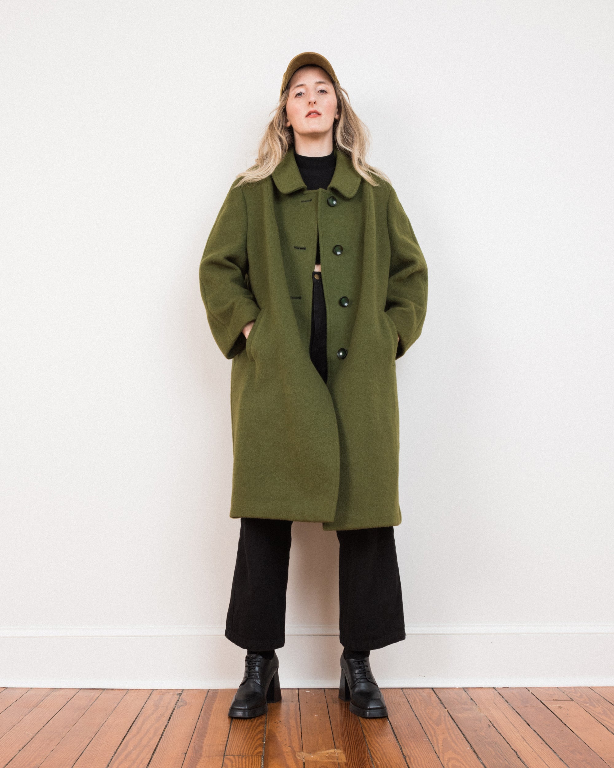 Vintage Green Camelhair BERLIN Coat #13 (S/M)