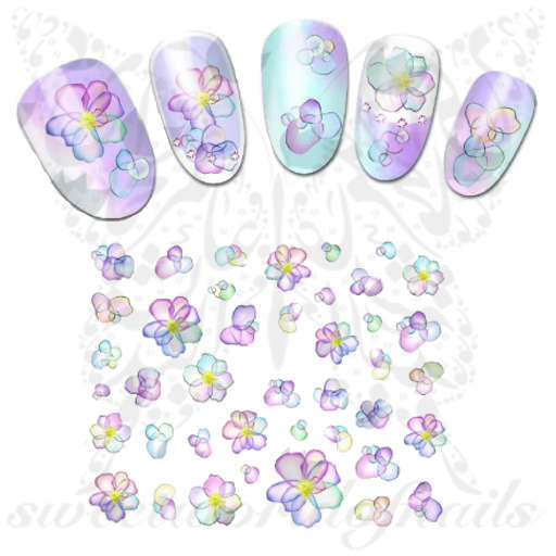 Watercolor Nail Art Watercolor Purple Flowers Nail Stickers