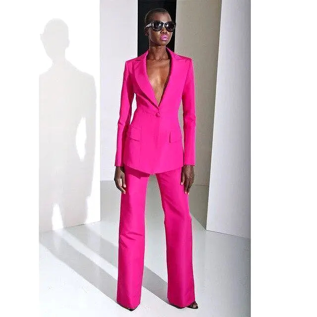 Women Pantsuit, Two Piece Suit, Rose