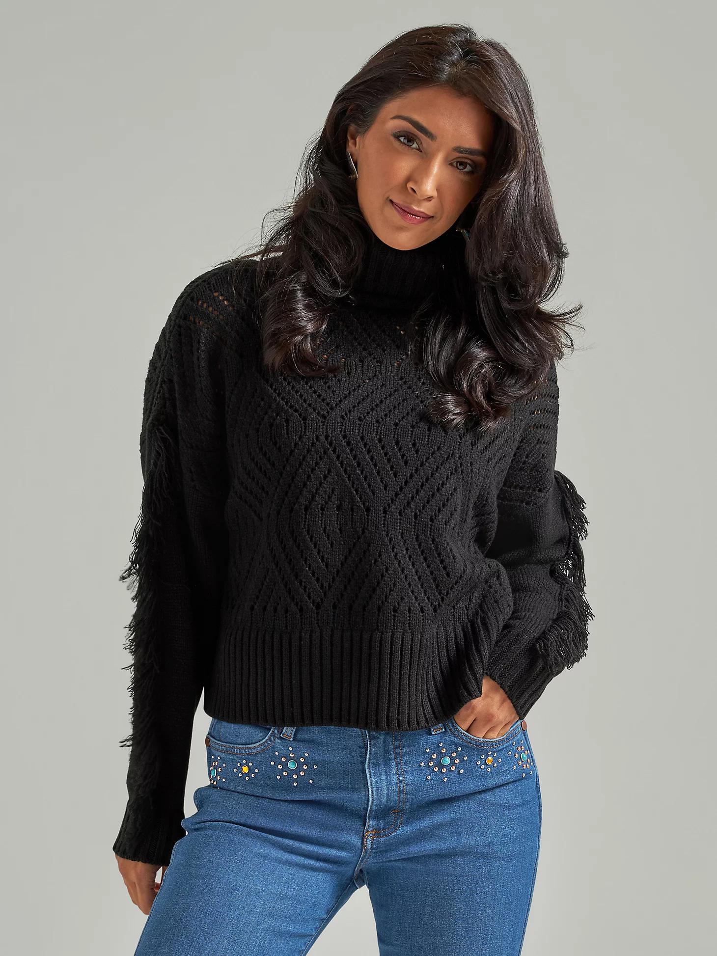 Wrangler Black Fringe Sweater